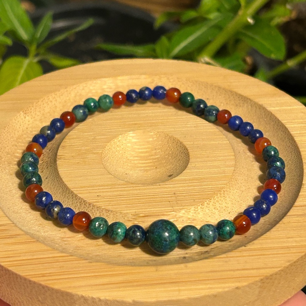 ✨ Handmade Chrysocolla + Lapis Lazuli + Carnelian Colorful Beaded Bracelet